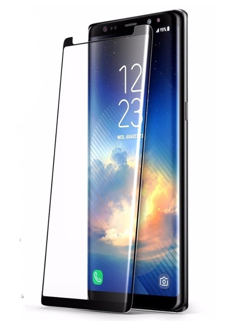 Folie curbată 3D din sticlă securizată pentru Samsung Galaxy Note9 NEGRU - GLUE (Case-compatible)